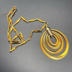 Vintage Yellow Enameled & Gold Tone Long Necklace